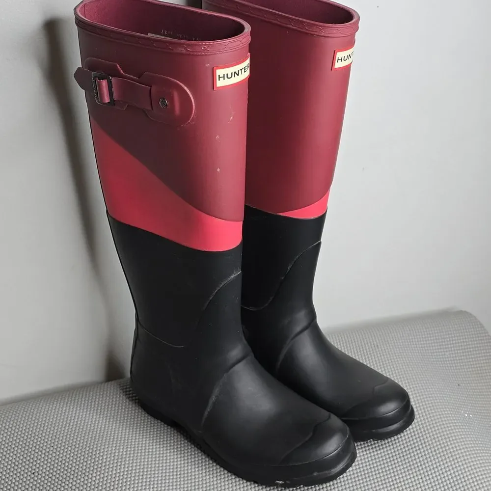 Hunter‎ Asymmetric Colorblock Welly Boot Sz 6F